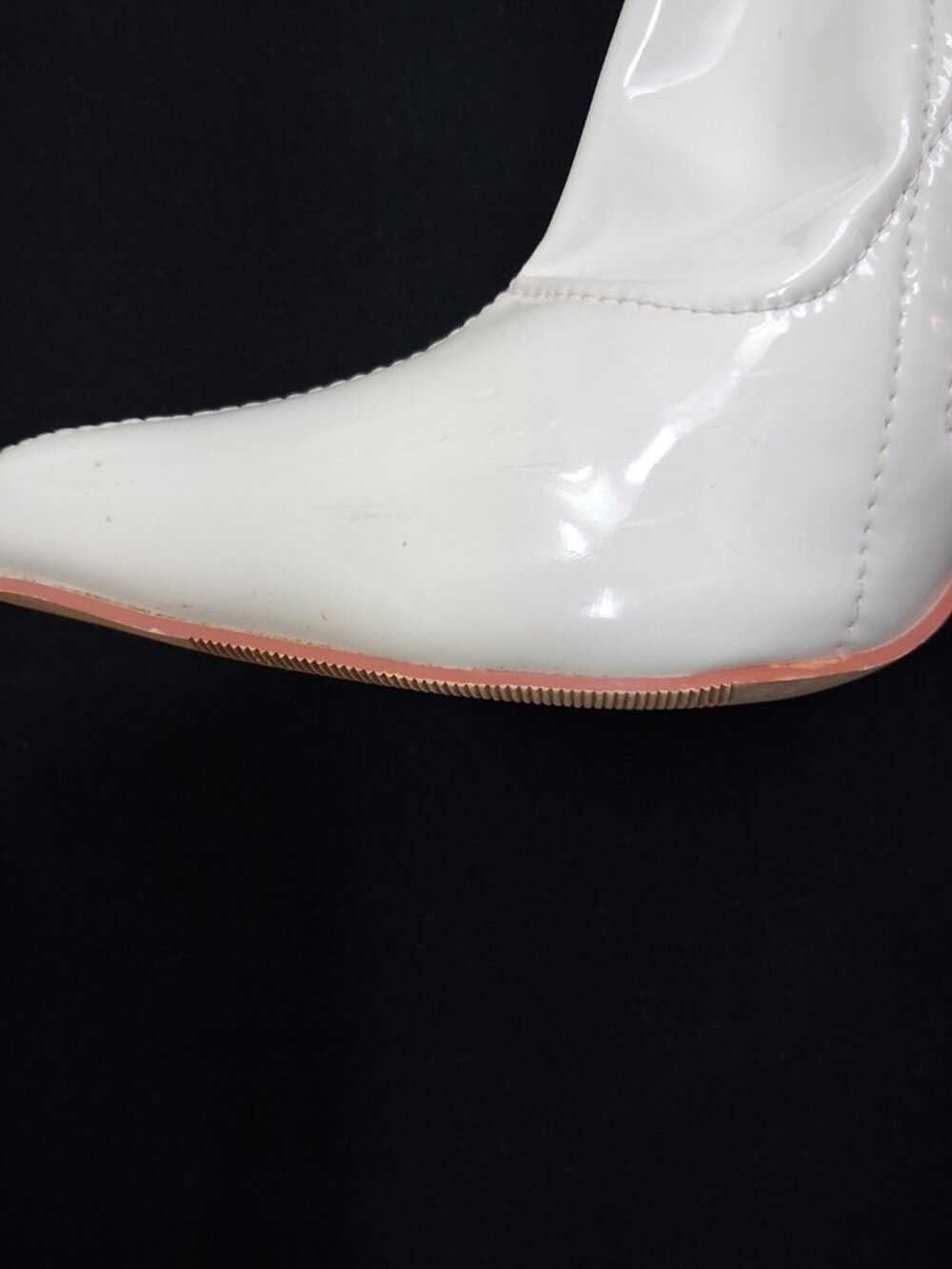 WSKEISP White Patent Thigh High Boots Size EU 39 US 8.5-9 High Block Heel - Picture 3 of 11